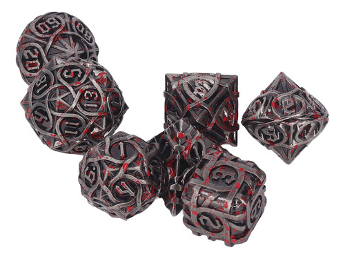 Juego De Dados Poliédricos De Metal Con Manchas De Sangre, R