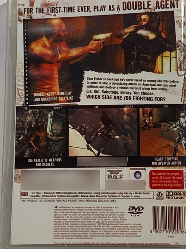 Splinter Cell Duble Agent 2 Ps2 Capa E Poster Ps2