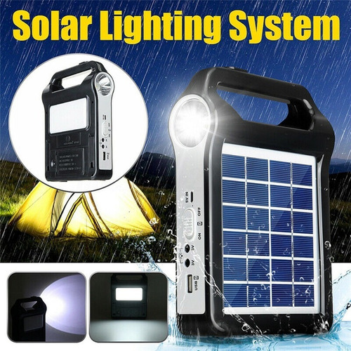 Sistema Generador De Panel Solar Portátil Lámpara De Ilumina