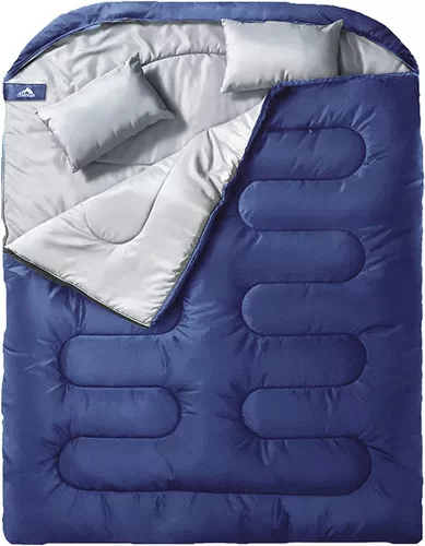 Bolsa de dormir Doble Tamaño XL Queen, Camping Pesca - Azul