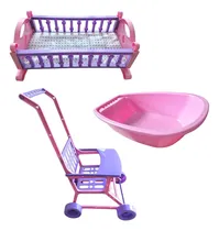 Comprar Set Cochecito Cunita Bañera Para Bebotes Y Muñecas Cuna
