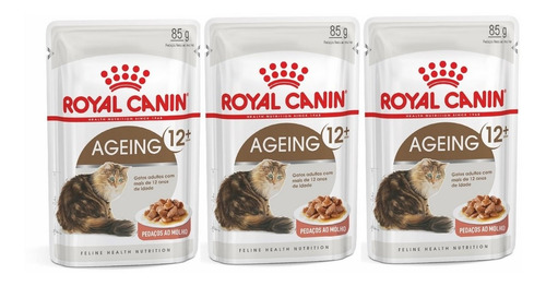 Kit 3 Unidades Sachê Feline Ageing 12+ 85g Royal Canin