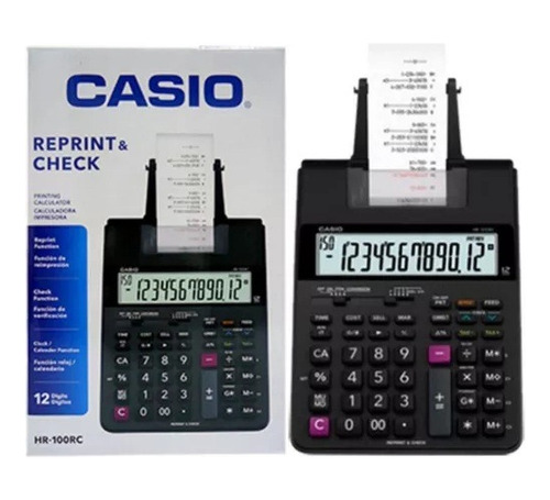 Calculadora Casio Hr 100 Con Papel Color Negro