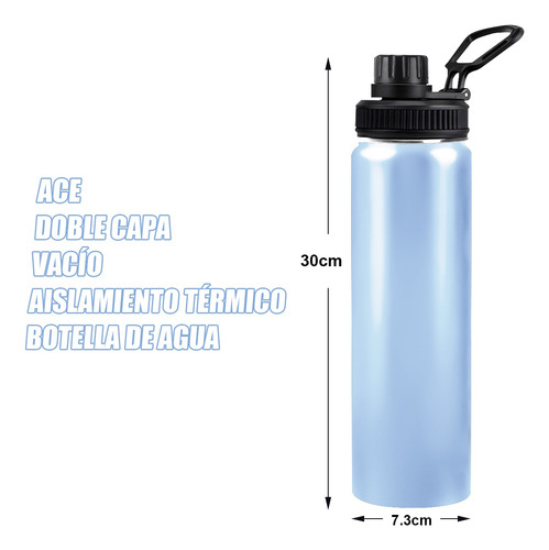 Termos Agua Set Mate Bombilla Acero Inoxidable Ace+2tapas