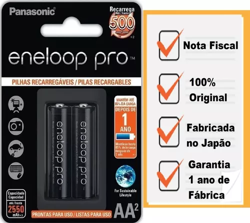 4 Pilhas AA Recarregáveis da Eneloop Pro 2550 mAh