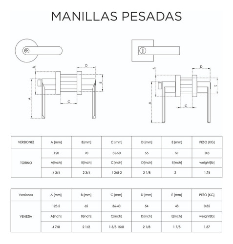 Cerradura De Manilla Tubular Torino Dormitorio Visalock