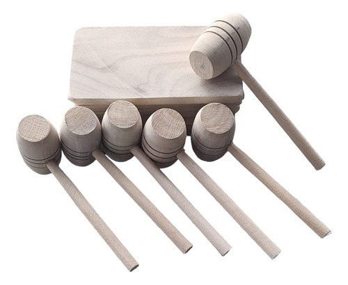 04 Kit Quebrador Caranguejo Lagosta 24 Tábuas 24 Martelinho Madeira