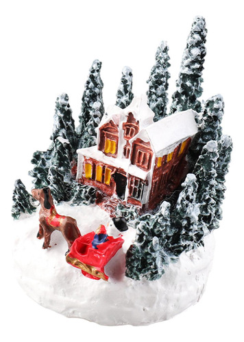 Casa Iluminada Navideña Figuras En Miniatura De Papá Noel