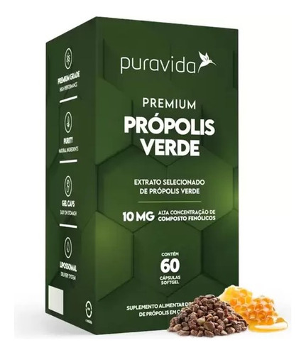 Própolis Verde Premium 60 Cápsulas Puravida