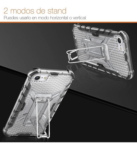 Imagen 7 de 9 de Funda iPhone 7 / 8 Protector Uso Rudo Stand Transparente