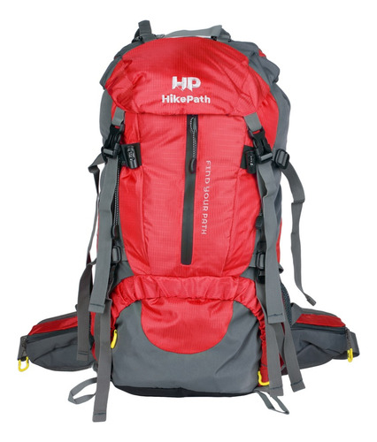 Mochila Senderismo 50l (45l+5l) Campismo Funda Impermeable Color Rojo Diseño De La Tela Liso