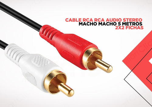 Imagen 7 de 10 de Cable Rca Rca Audio Stereo Macho Macho 5 Metros 2x2 Fichas