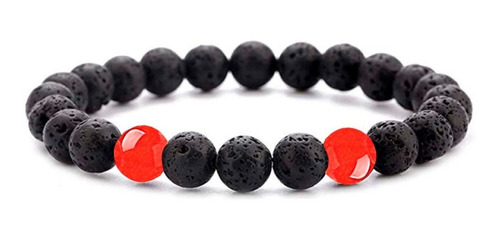 Pulsera Piedra Volcánica Cornalina Unisex + Estuche Dayoshop