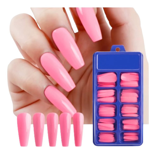 100 Tips Coffin Ballerina Para Uñas Postizas Nails Niñas Set