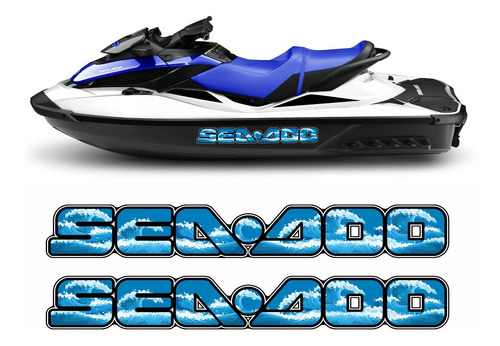 Kit Adesivos Emblema Jetski Seadoo Par Sea Doo Azul