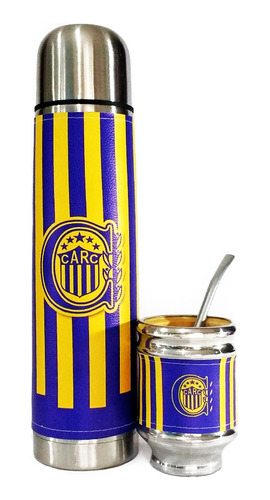 Termo Acero Inoxidable Y Mate Madera Rosario Central