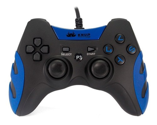 Controle joystick Knup KP-4040 preto e azul