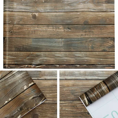 Papel adhesivo con diseño de tablón de madera de tono claro para