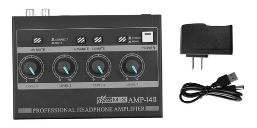 Imagen 5 de 8 de Amplificador De Auriculares Amp-14 De 4 Canales Estéreo Comp