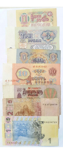 De 5 Billetes Antiguos Raros De La Urss: 1, 3, 5, 10, 25 Rublos Coleccionables En 1961 Con Retrato De Lenin