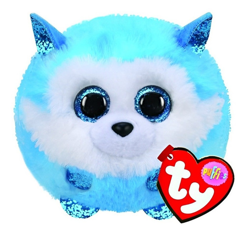 Pelucia Ty Beanie Balls Cachorrinho Husky Azul Toyng 49257