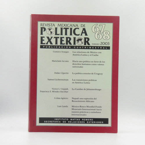 Revista Mexicana De Política Exterior 67,68 Sre