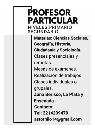 Profesor Particular De Historia Y Ciencias Sociales