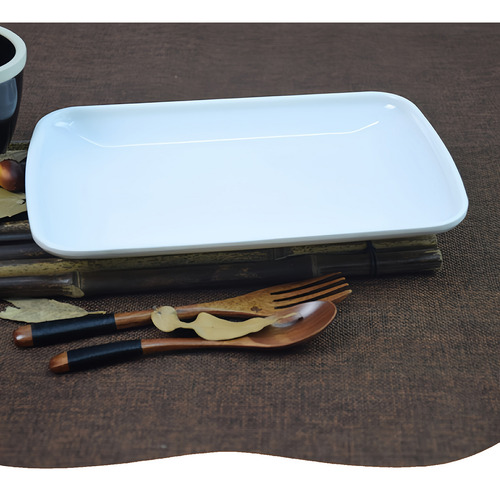 Plato Rectangular Melamina 9.5 Blanco 6 Piezas