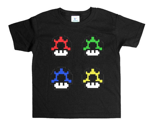 Remera Negra Niños Mario Bros R41