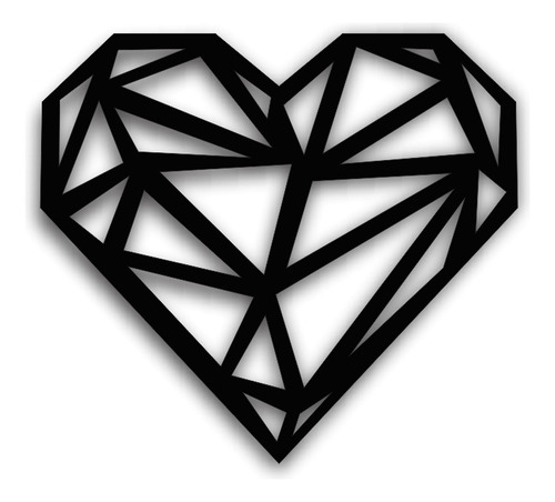 Cuadro Decorativo Corazón Geométrico En Mdf 3mm 20cm X 18cm