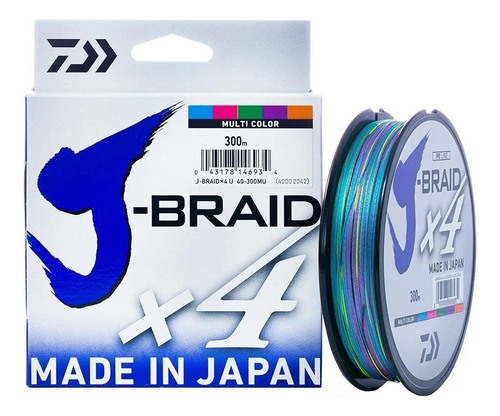 Linha Multifilamento Daiwa J-braid X4 Multicolor 300m 30lb
