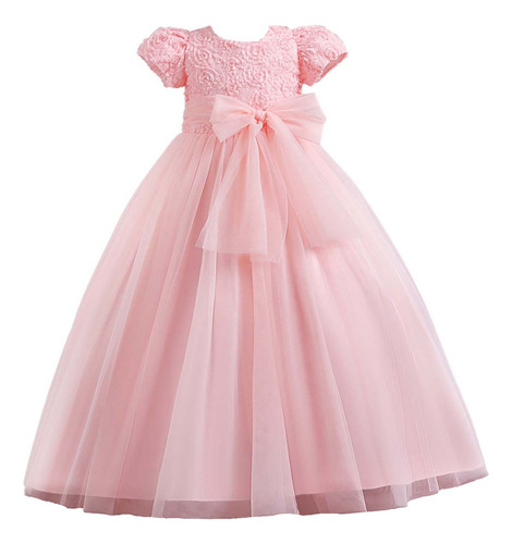 Vestido Moderno Para Niños Con Lazo De Encaje Y Flores, Vest