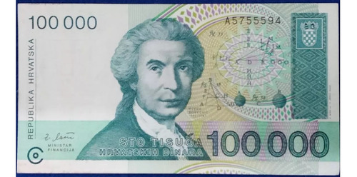 Croacia 100000 Dinara 1991 * Ruder Boskovic *