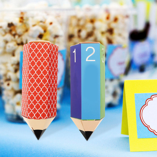 10 Cajas De Regalo De Papel Con Forma De Lápiz De Dibujos An