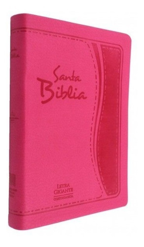 Biblia Letra Grande, Color Rosa, Palabras De Jesús En Rojo