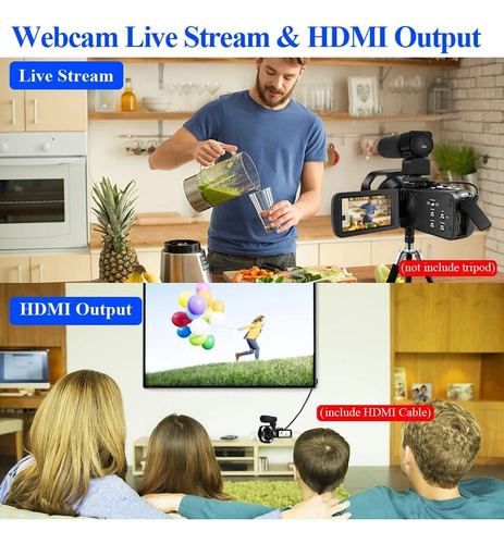 Cámara De Vídeo Digital Con Wifi, Videocámara 4k Con