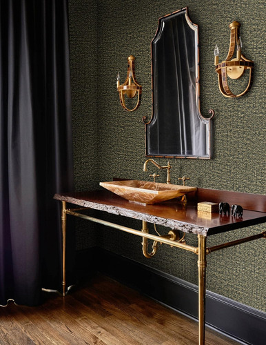 Papel Pintado Guvana Negro/dorado Para Pelar Y Pegar Texturi