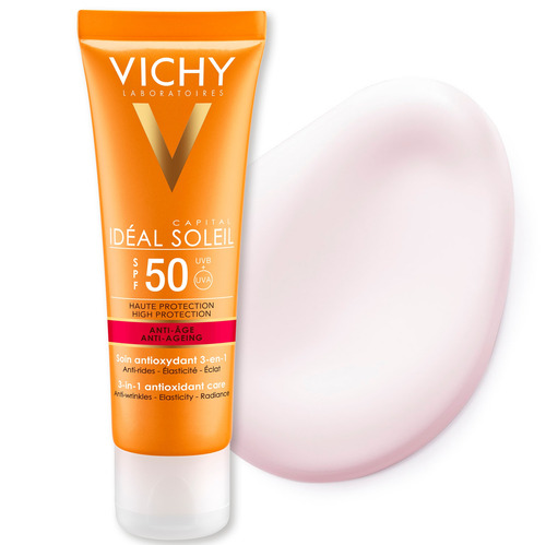 Imagen 3 de 3 de Protector solar Vichy Ideal Soleil Anti-edad en crema FPS50 x 50 ml