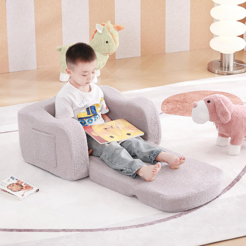 Sofá Infantil 2 En 1 Convertible Y Plegable Color Gris