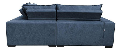 Sofa De Canto Retrátil Reclinável, Molas Cama Inbox Oklahoma Cor Azul Desenho do tecido
