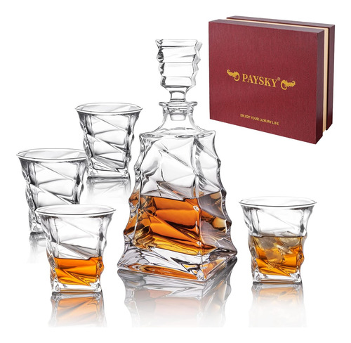 Paysky Whiskey Decanter Set With Glasses - 5-piece Birthday