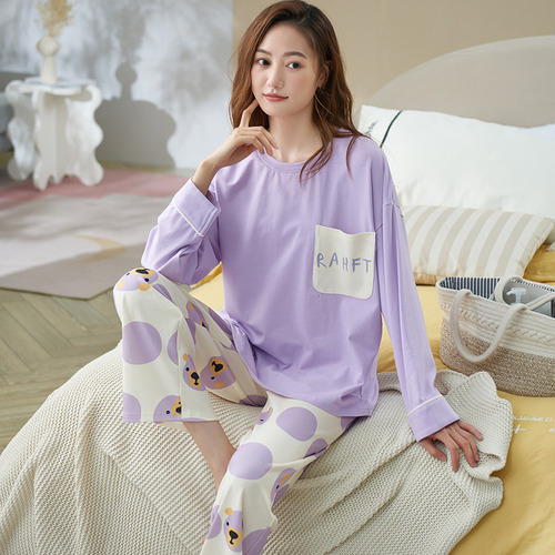 Conjunto De Pijama De Algodón De Manga Larga Para Mujer, Oto