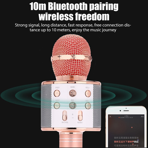 Micrófono Portátil Bluetooth Para Cantar Micrófono Práctico