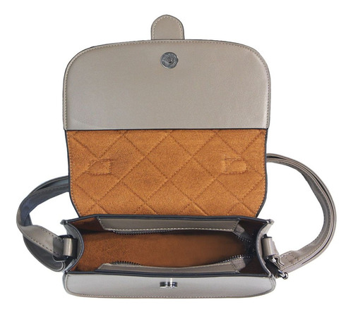 Cartera Amayra Eco De Cuero Con Tapa Y Correa Ajustable Ama 67.c2773.3 Gris Lisa Níquel Gris