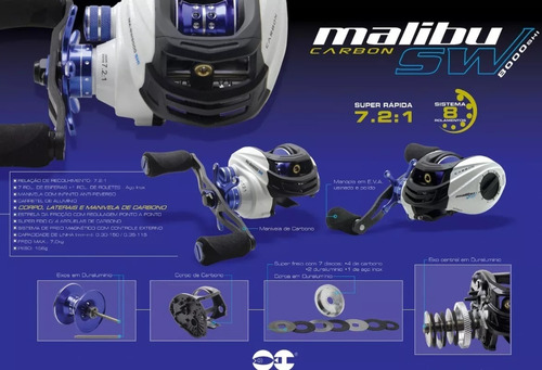 Imagem 2 de 6 de Carretilha Maruri Malibu 8000 Sw Marinizada Drag 7kg Direita