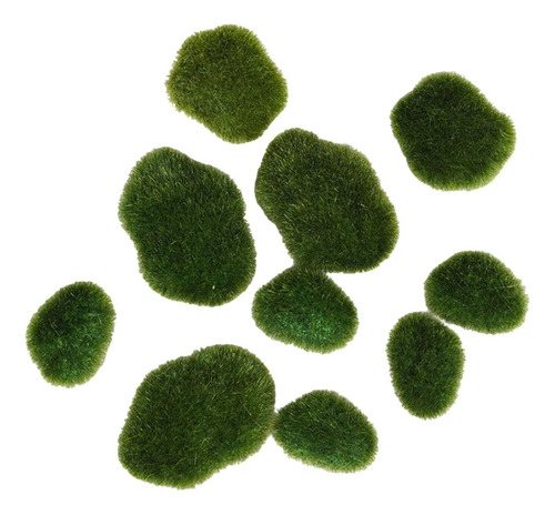4 X 10 Peças De Pedras De Musgo Artificial, Pedras Verdes