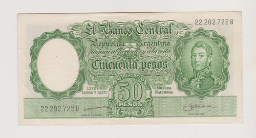 Billete Argentina 50 $ Bottero 1995 Año 1958 Excelente 