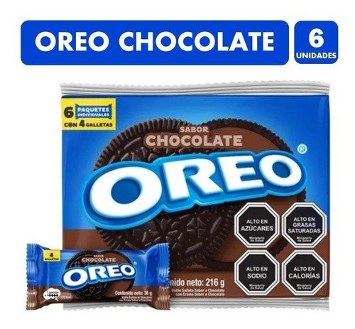 Galletas Oreo Sabor Chocolate - Pack De 6 Unidades, 36g C/u.