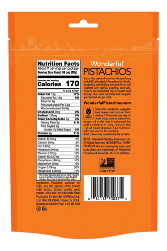Wonderful Pistachios Pistachos Sabor Barbacoa 11 Oz