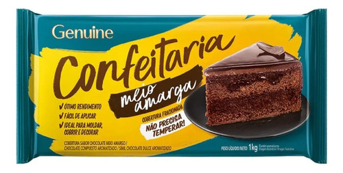 Genuine Cob Frac Confeitaria Chocolate Meio Amargo 1,0kg